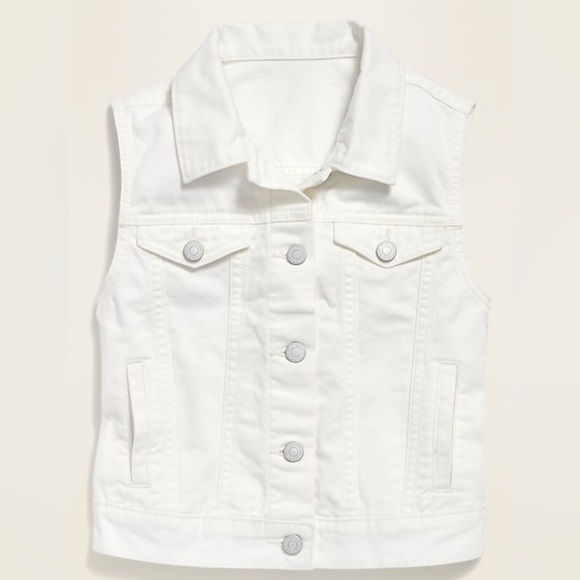 GAP Jackets & Blazers - GAP White Denim Sleeveless Vest with Button Details